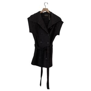 Fenn Wright Mason Women Short Sleeve Button Front Brown Wool Cardigan Size Small